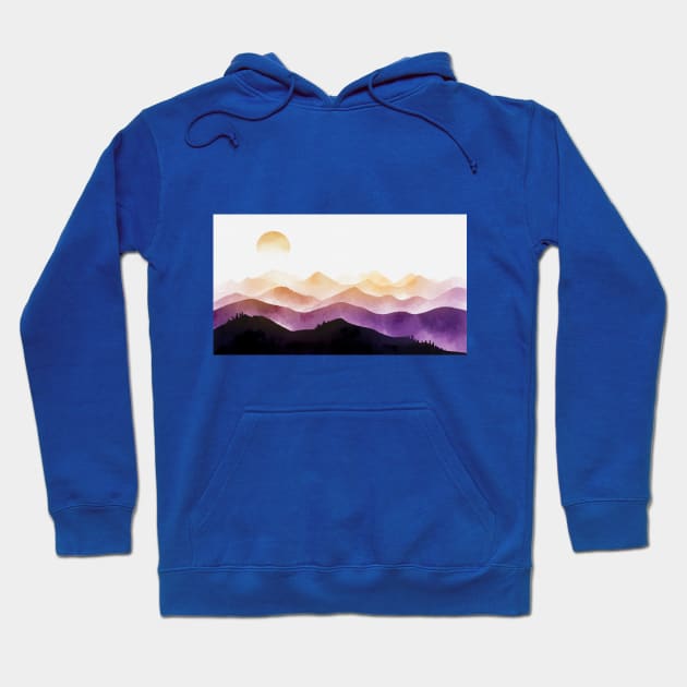 MOuntains Sunset Background Landscape Hoodie by Mako Design 